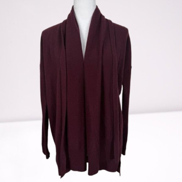 Ann Taylor 100% Cashmere Open Front Cardigan Size XS Burgundy - Picture 2 of 8